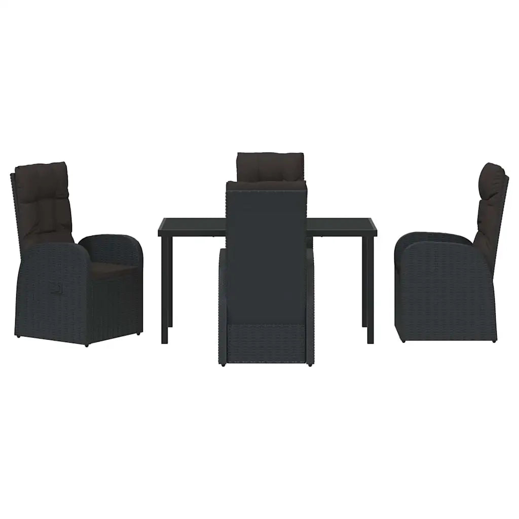 Set da Pranzo per Giardino con cuscino 5 pcs Nero polyrattan 3379508