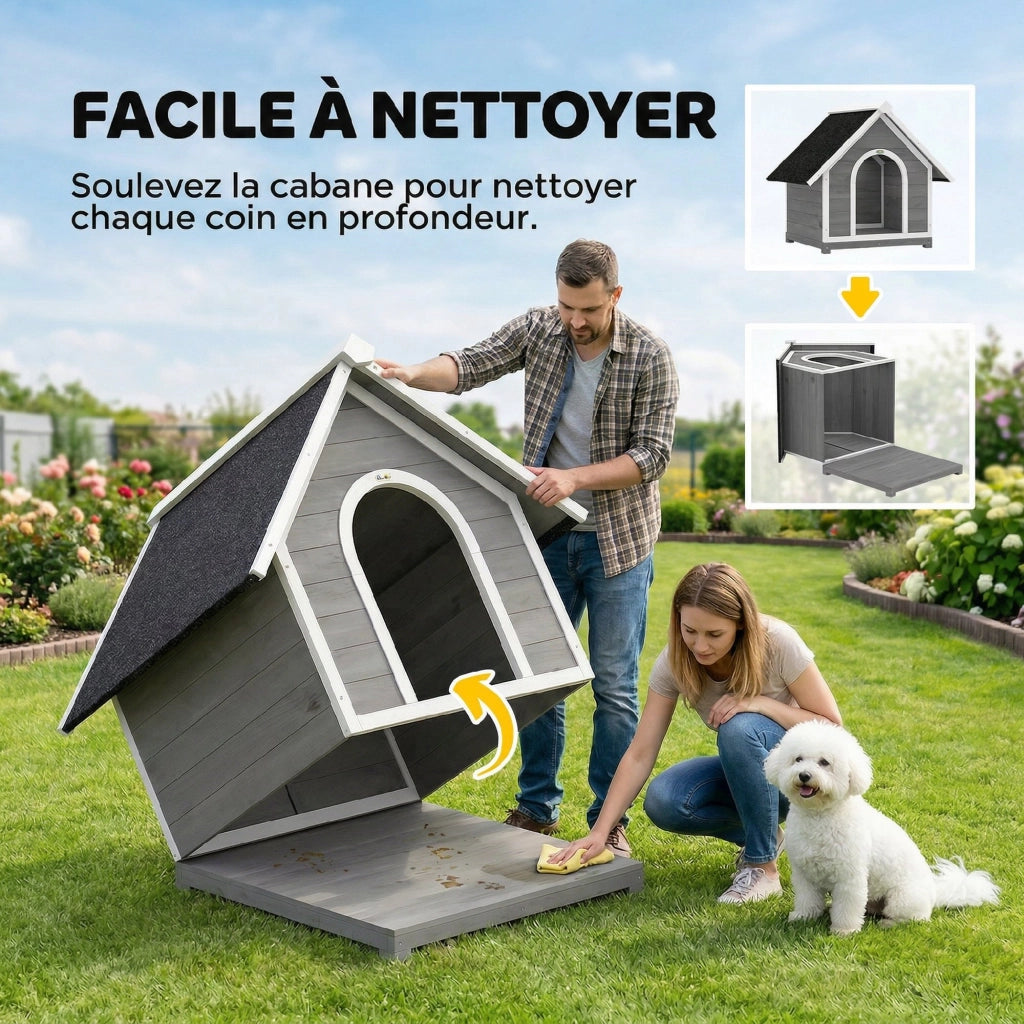 Casetta per Cane da Esterno ¨C zephmum ¨C 84x101x86 cm Grigio e Bianco
