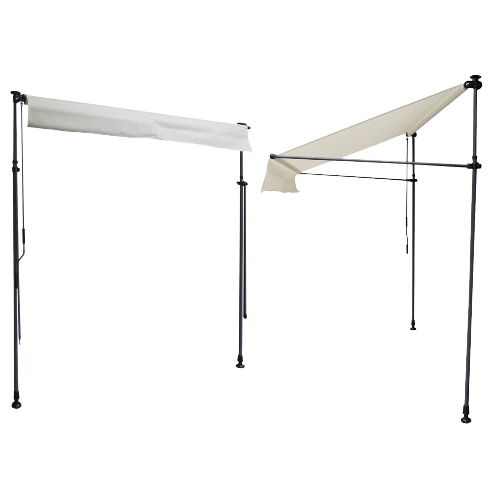 Tenda da balcone CHENE 2 × 1,2 m - Tessuto beige e struttura grigia