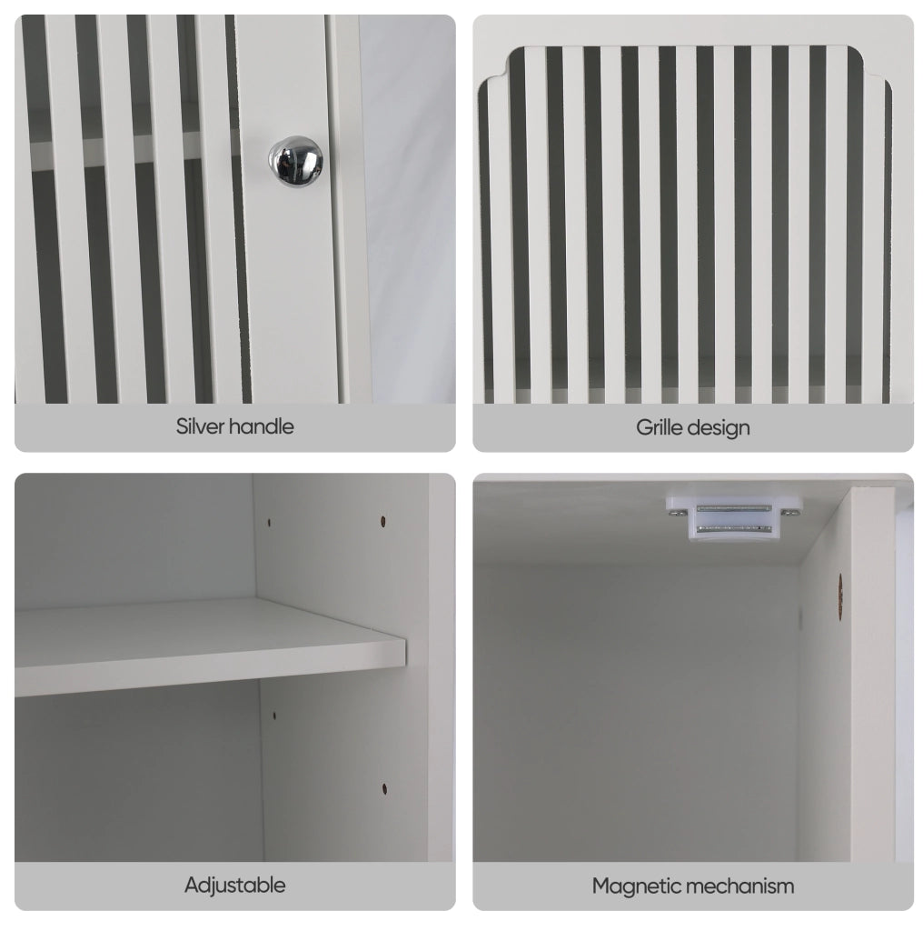 Mobiletto bagno alto 163 cm bianco con ripiani regolabili e ante a lamelle