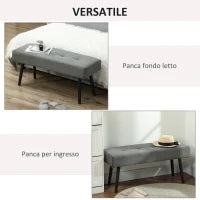 Panca Fondo Letto a Trapunta in Tessuto Effetto Velluto a Coste e Acciaio, 100x36x45 cm, Grigio