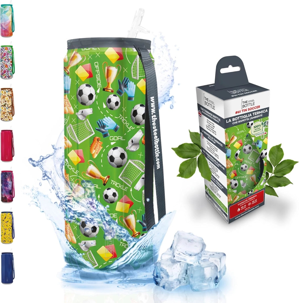 The Steel Bottle Bottiglia termica in Acciaio Inox Capacità 450 ml Chiusura Ermetica - Soccer