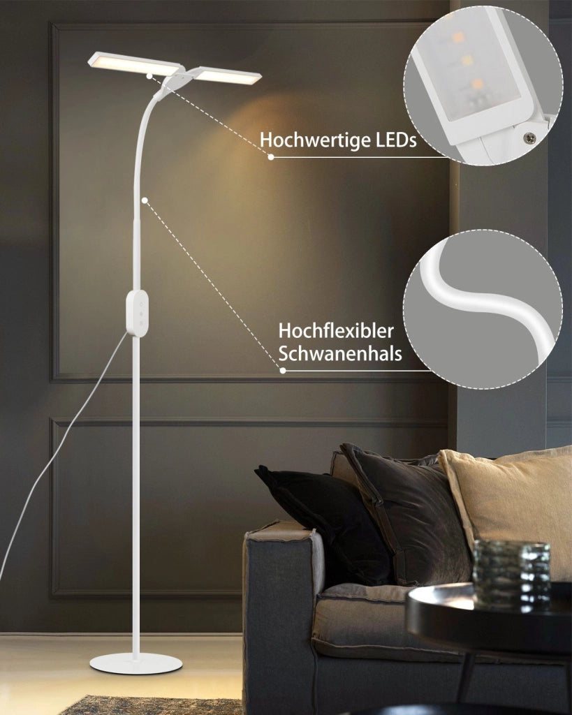 ZMH Lampada da Terra a LED Dimmabile Luce di Lettura LED 9W Timer Memoria Tocco Regolabile