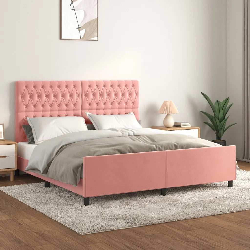 Giroletto con Testiera-Struttura Letto con testiera Rosa 180x200 cm in Velluto 971246