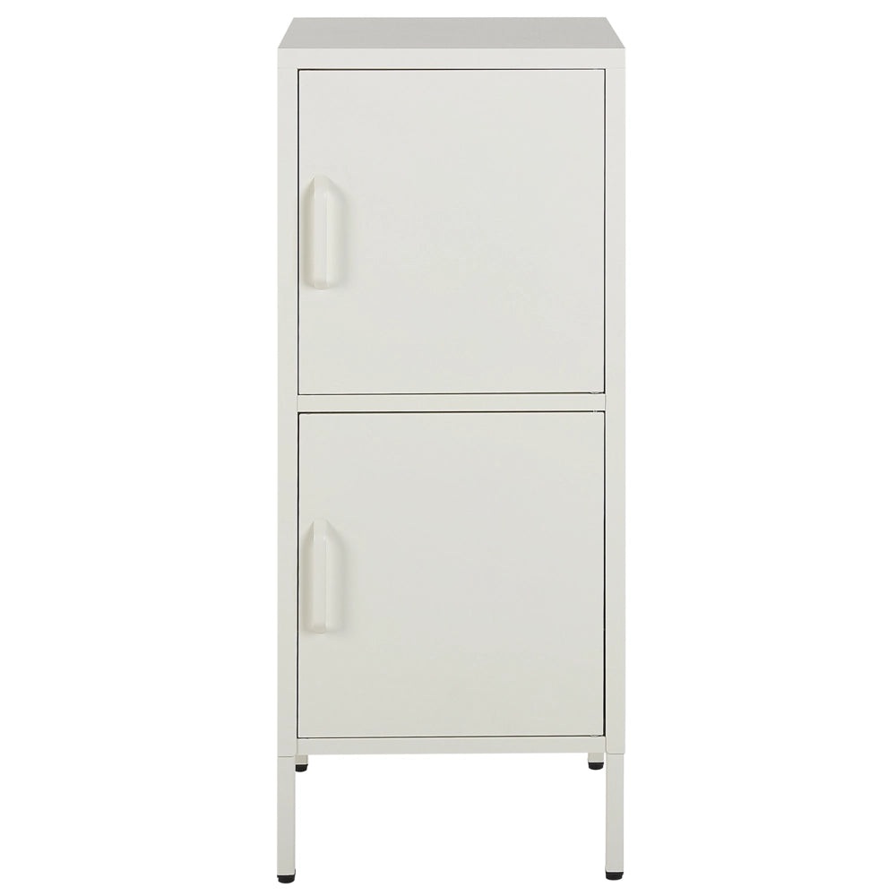 Mobiletto 2 Ante Mobile Home Office in Metallo Bianco Acciaio 4 Ripiani