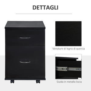 Easycomfort Cassettiera a Rotelle da Ufficio Salvaspazio in Legno, 41x39x58cm, Nero