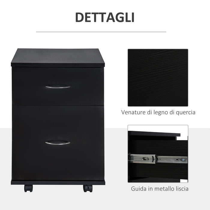 Easycomfort Cassettiera a Rotelle da Ufficio Salvaspazio in Legno, 41x39x58cm, Nero