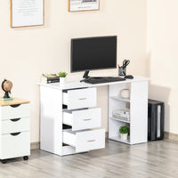 Easycomfort Scrivania Porta PC con 3 Cassetti e 3 Ripiani, Scrivania per Camera e Ufficio in Legno 120x49x72cm Bianco