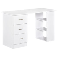 Easycomfort Scrivania Porta PC con 3 Cassetti e 3 Ripiani, Scrivania per Camera e Ufficio in Legno 120x49x72cm Bianco