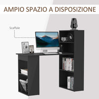 Easycomfort Scrivania PC in Legno con 6 Ripiani Portaoggetti Laterali, 120x55x120 cm, Nero