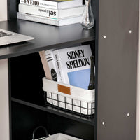 Easycomfort Scrivania PC in Legno con 6 Ripiani Portaoggetti Laterali, 120x55x120 cm, Nero