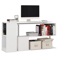EasyComfort Scrivania Moderna, Angolare e Girevole con Libreria, Tavolo da Pranzo in Truciolato Bianco, 140x120x78 cm