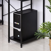 Easycomfort Scrivania per Computer con Ripiani per Monitor e CPU, Scrivania da Ufficio per Casa, Studio e Lavoro, Nera, 140 x 60 x 93cm