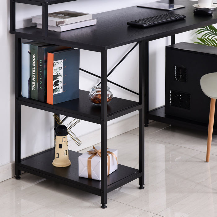 Easycomfort Scrivania per Computer con Ripiani per Monitor e CPU, Scrivania da Ufficio per Casa, Studio e Lavoro, Nera, 140 x 60 x 93cm