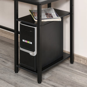 EasyComfort Scrivania Angolare per computer Stile Industriale con Ripiano Laterale Nera