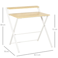 EasyComfort Scrivania Pieghevole Salvaspazio con Mensola Superiore per Camera e Ufficio, 81.5x70x84cm, Color Legno e Bianco