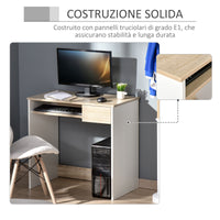 EASYCOMFORT Scrivania per PC con Ripiano Tastiera, Bianco Rovere