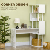 Easycomfort Scrivania Angolare Moderna in Truciolato per Ufficio e Studio con Ripiano a 4 Livelli, 120x80x176 cm, Bianco
