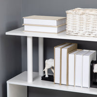 Easycomfort Scrivania Angolare Moderna in Truciolato per Ufficio e Studio con Ripiano a 4 Livelli, 120x80x176 cm, Bianco