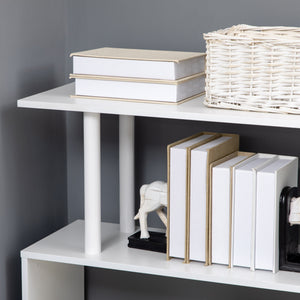 Easycomfort Scrivania Angolare Moderna in Truciolato per Ufficio e Studio con Ripiano a 4 Livelli, 120x80x176 cm, Bianco