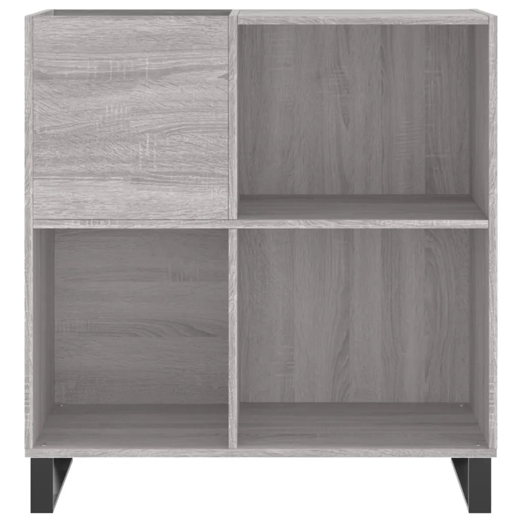 Pratico mobiletto vintage per riporre i vinili 84,5 x 38 x 89 cm realizzato in legno composito Sonoma grigio 02_0049180