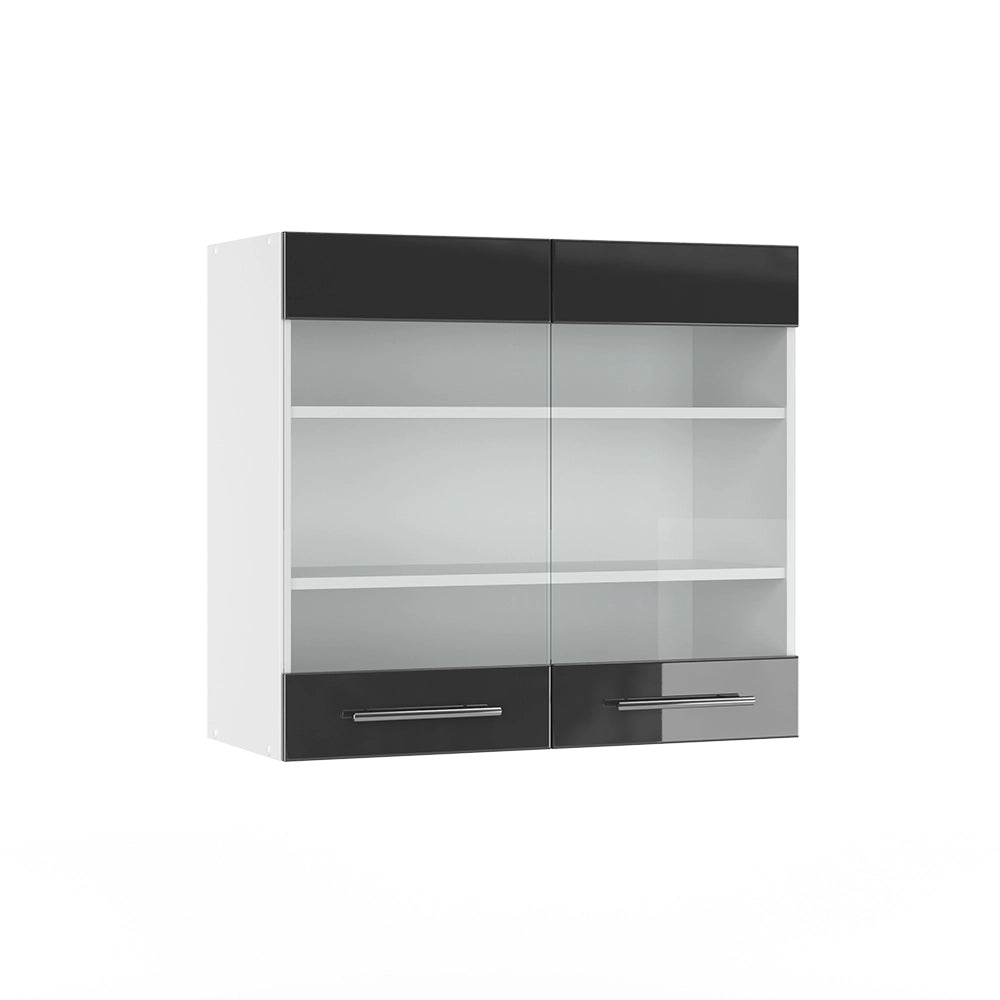 Vicco Mobile da cucina in vetro Antracite lucido 80 cm