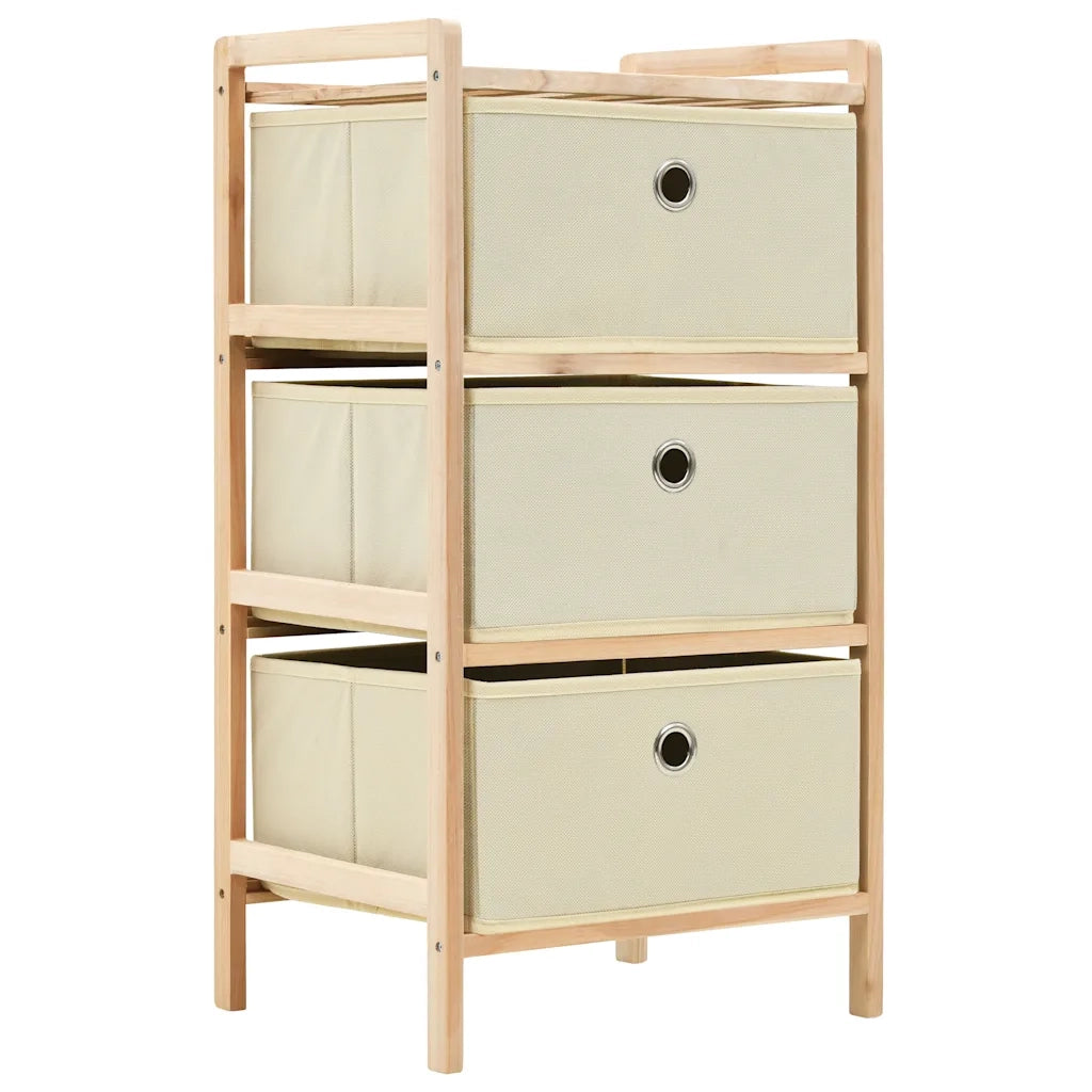 Scaffali con 3 Cesti in Tessuto 2 pz in Legno di Cedro Beige 276231