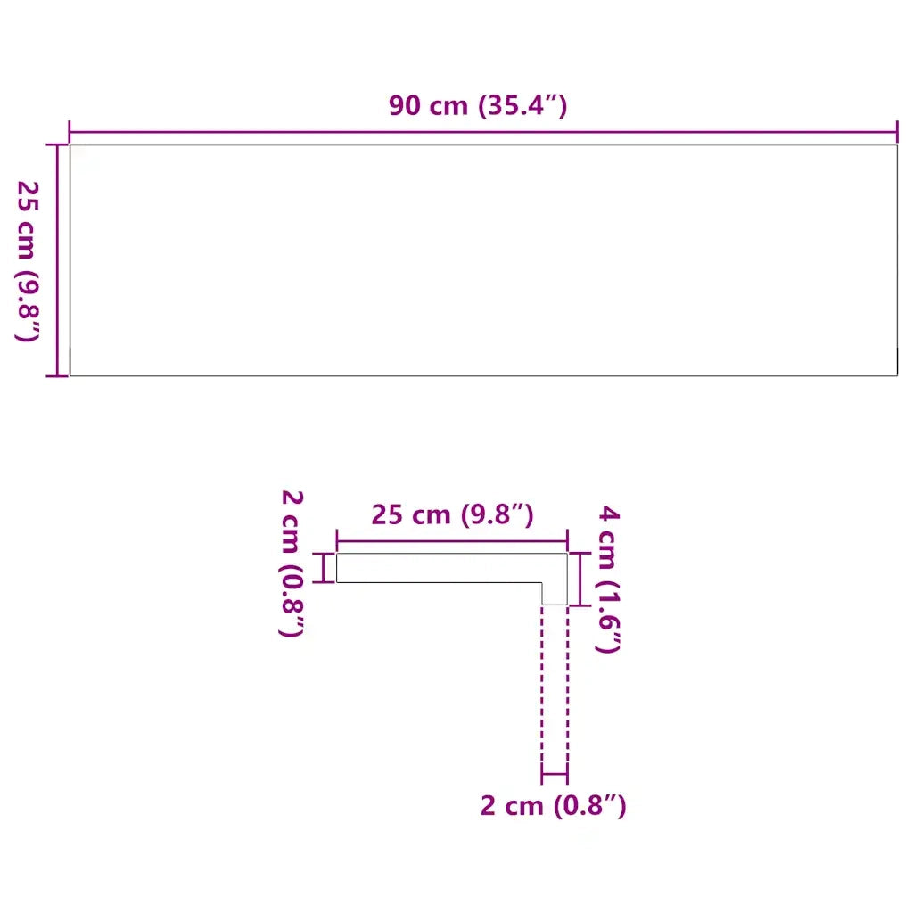 Davanzali 2 pz Non Trattati 90x25x2 cm Legno Massello di Rovere CFW5870856