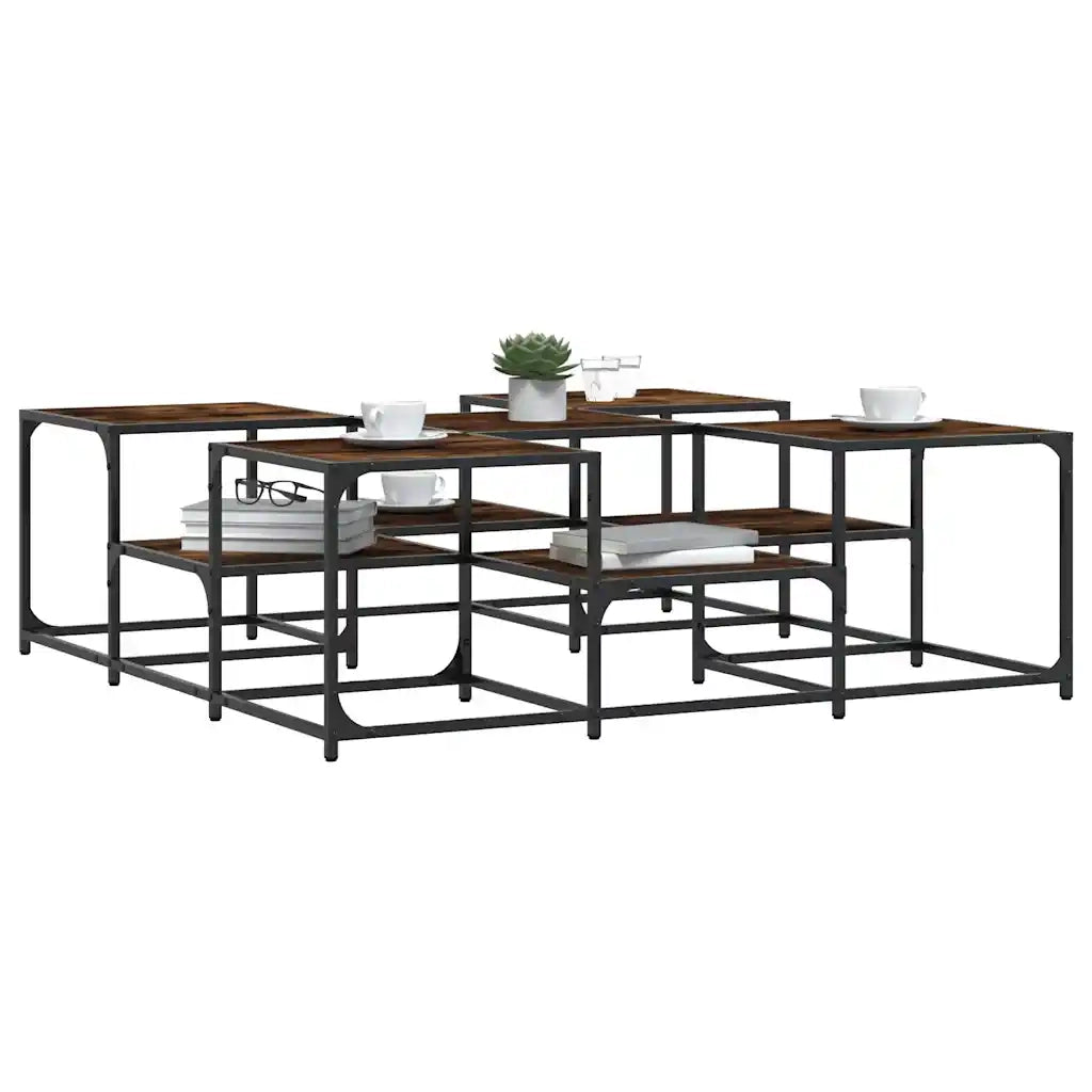 Tavolino Salotto Rovere Fumo 121x121x40 cm Legno Multistrato 839070