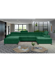 Divano panoramico Verde smeraldo 5 posti angolo destro chaise longue comfort CLOTIS