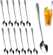Set di cucchiai per cocktail e dessert in acciaio inossidabile - 12 pezzi - lungo - latte macchiato - adatto per tè freddo, milkshake, sundae, cocktail - acciaio inossidabile - cucchiaio da caffè lungo - cucchiaio a lunga manica