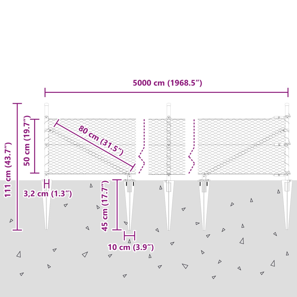 Recinzione Esagonale  Grigia 0.5x50 m Acciaio