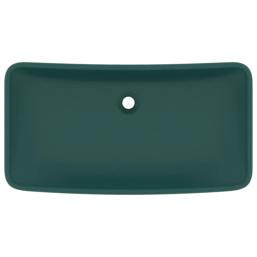 Lavabo da appoggio rettangolare di lusso lavabo da bagno lavabo per sala trucco 71 x 38 cm ceramica verde scuro opaco 02_0002701