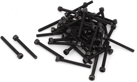 Set di 50 viti a 6 facce in acciaio leggero da 30mm x M3 nero
