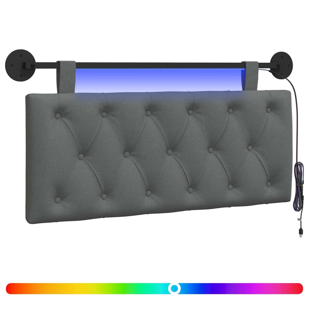 Testiera | Testata sospesa Con luce LED Grigio Scuro Tessuto