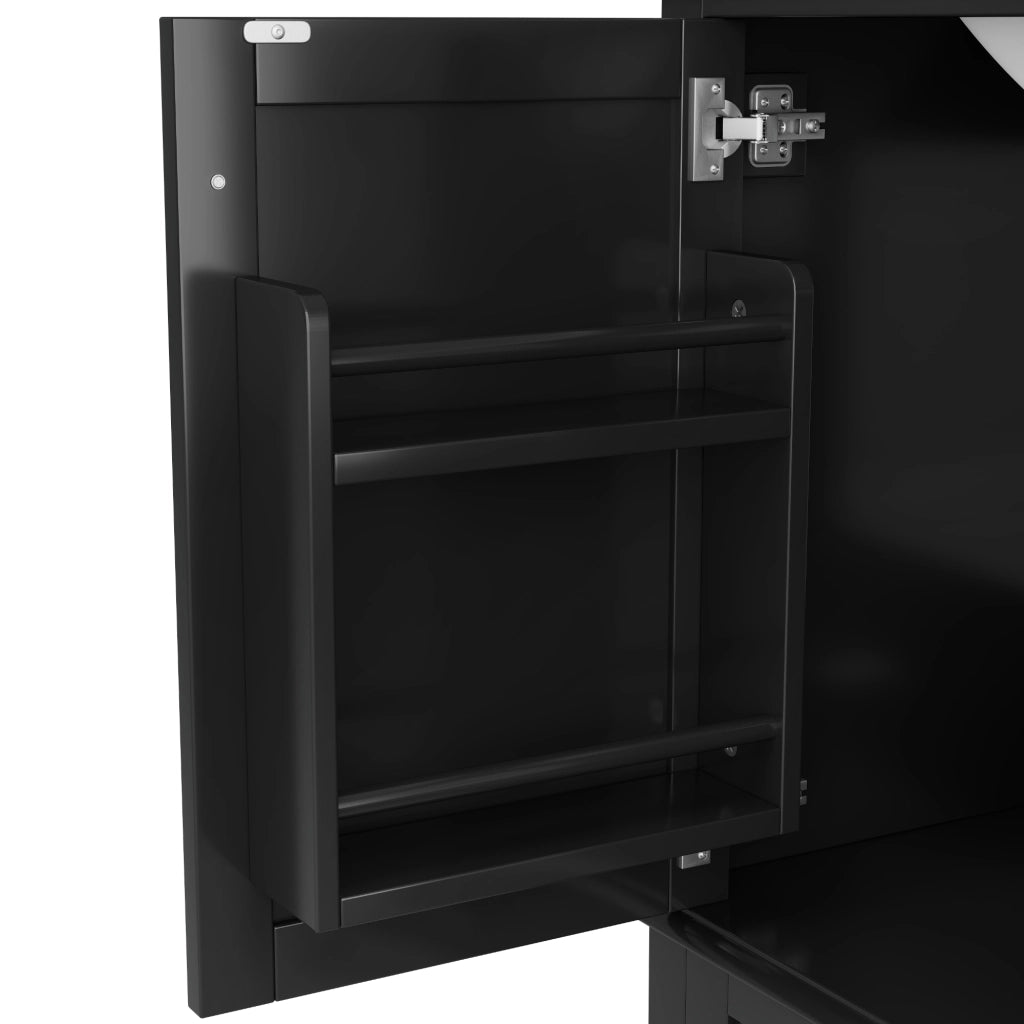 Mobile bagno freestanding con lavabo in ceramica integrato, nero, 76x45,5x83,5 cm