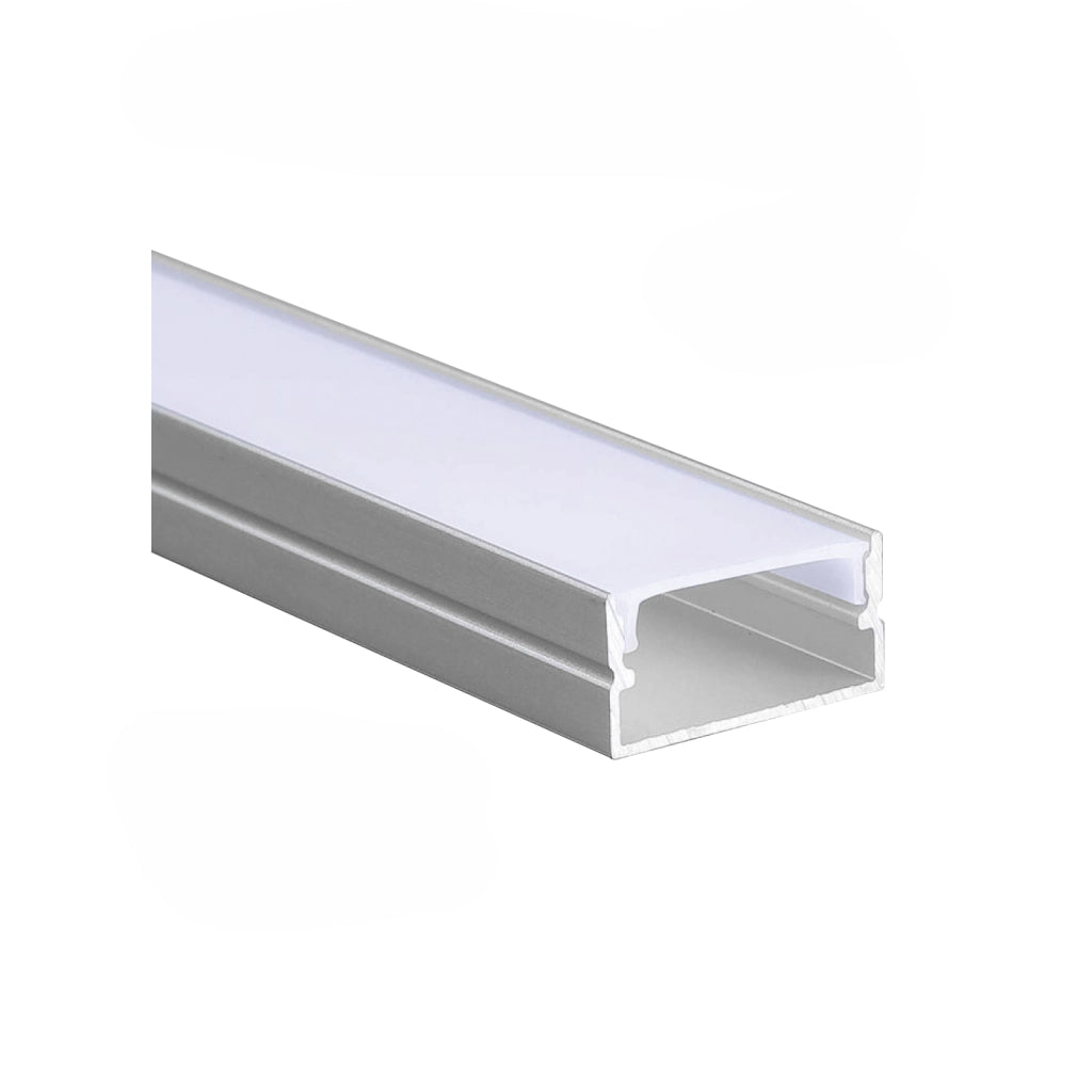 Kit Profilo Alluminio lineare per striscia LED 220V con copertura opaca- 2m, 4 tappi e 4 supporti