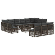 Set Divano da Giardino 14 pcs Grigio polyrattan