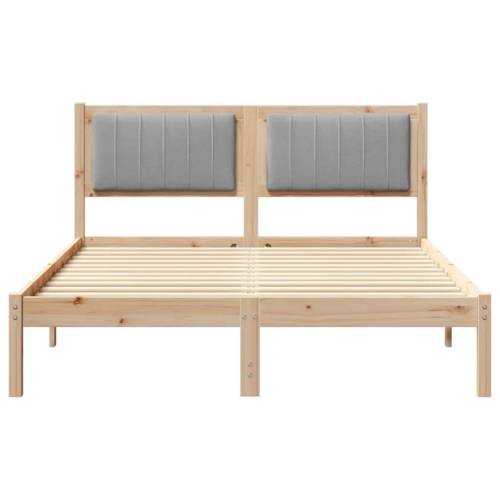 Letto con Testiera Rivestita Grigio chiaro 135 x 190 cm 878269