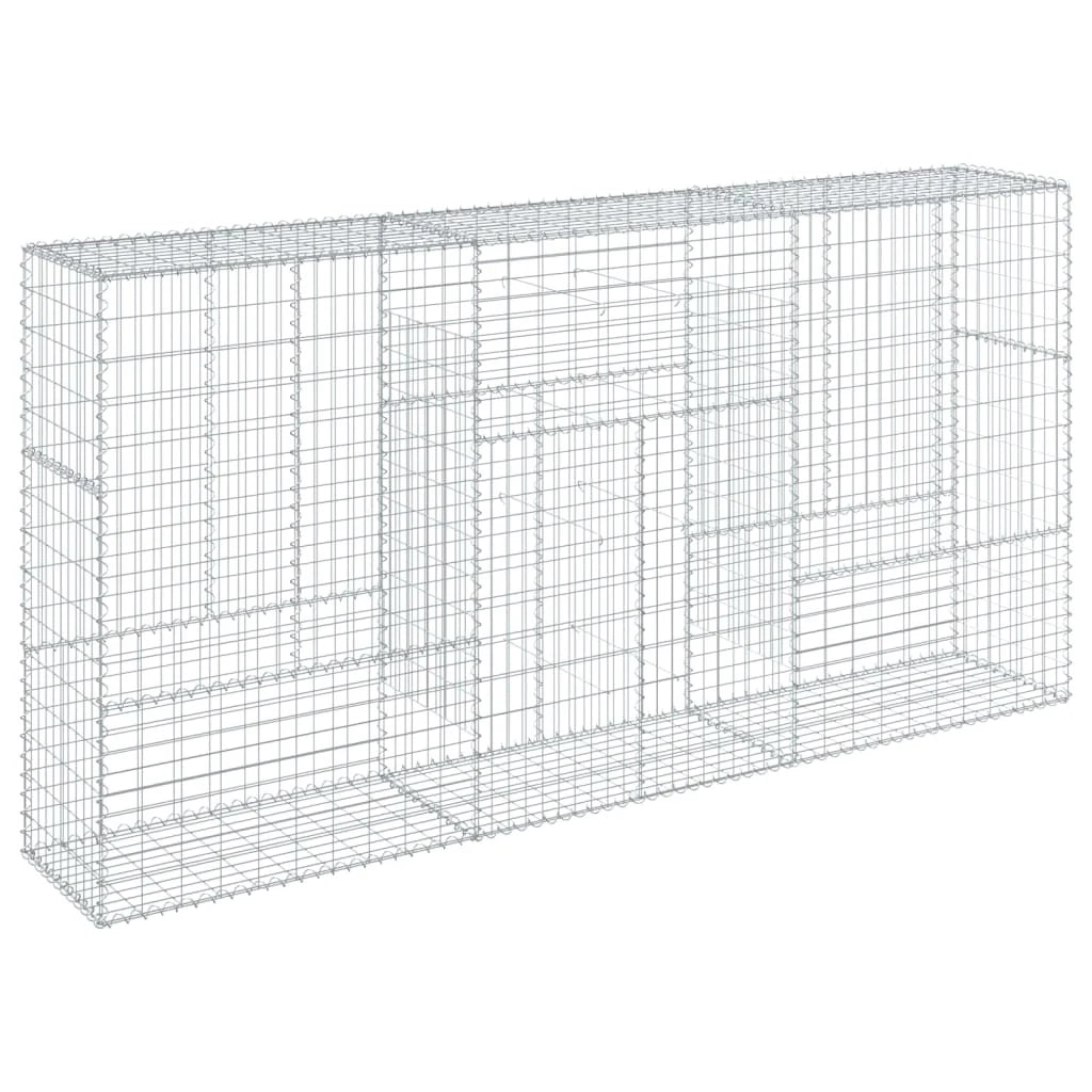 Gabbione recinto a gabbia muro di contenimento con coperchio 300 x 50 x 150 cm ferro zincato argento 02_0040154