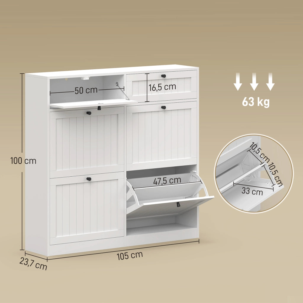 Scarpiera Salvaspazio ¨C Zephmum ¨C Bianco Legno Multistrato 20 Paia