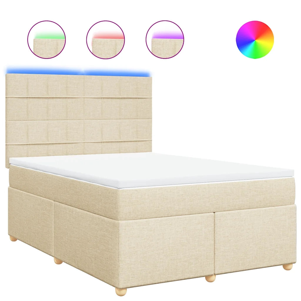 Giroletto a Molle con Materasso Crema 140x19 cm in Tessuto