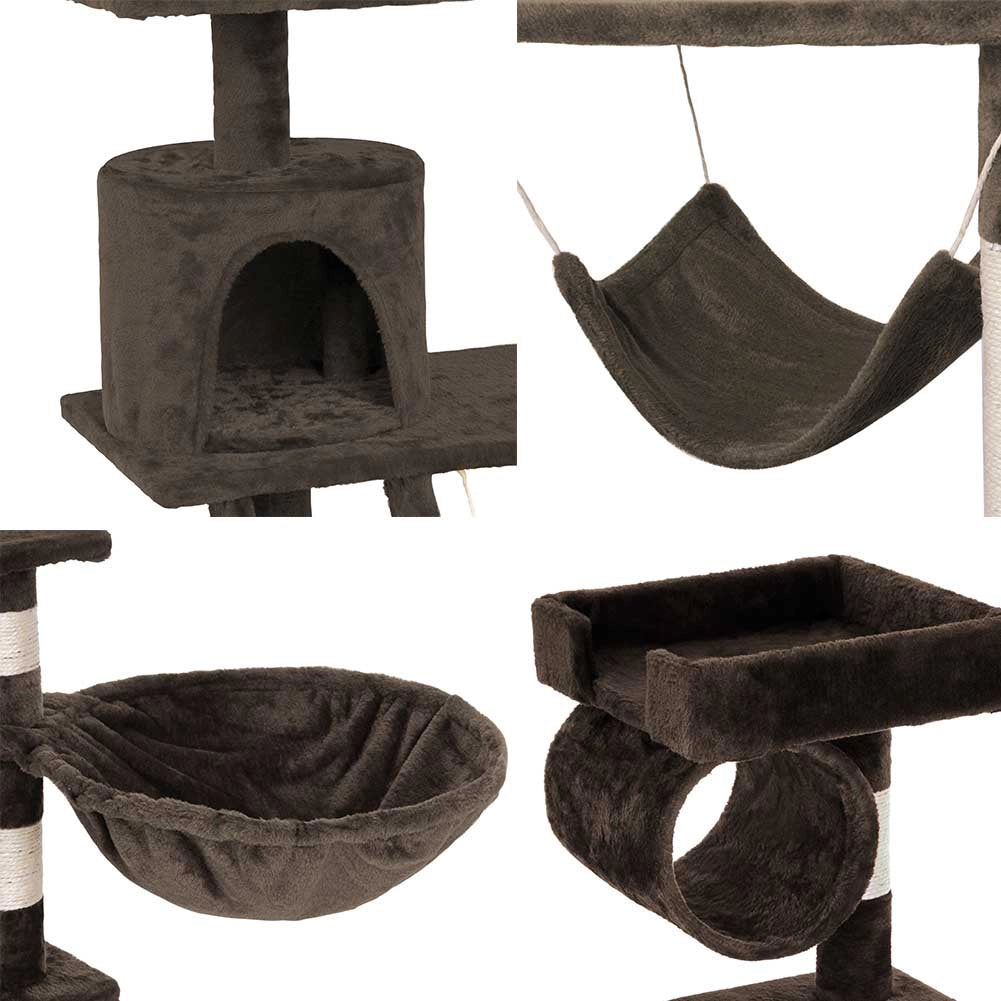 Albero Tiragraffi Gatti Giochi Cuccia Amaca Graffiatoio 74.5x40 H142cm Marrone