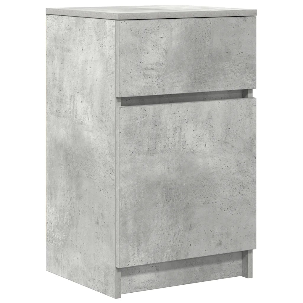 Comodini 2 pz-Set di 2 Tavolino da notte Grigio Cemento 39x35x65 cm in Legno Multistrato