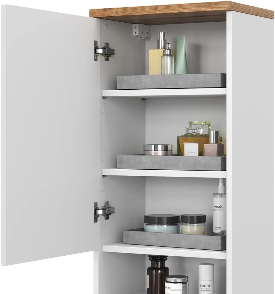 Mobile bagno Eden, Bianco lucido, 40 x 77.5 cm con 4 scomparti, per montaggio a parete con suddivisione interna variabile