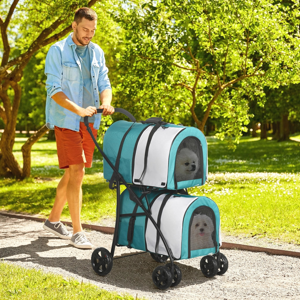 Trasportino per Animali Domestici Pieghevole ¨C zephmum ¨C Verde Grigio 66x50x98cm
