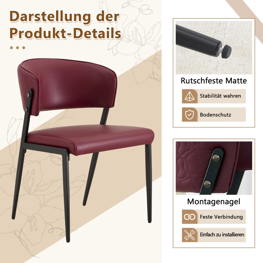 SEDIA DA PRANZO MODERNA IN PU ROSSO 78 CM CON STRUTTURA IN METALLO