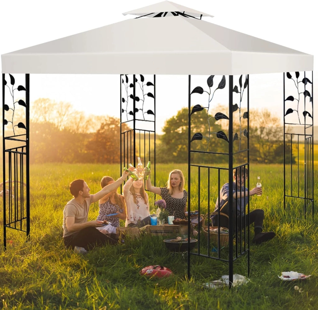 Tetto Gazebo di Ricambio per Gazebo, 3 x 3 m, per Giardino, Balcone, Spiaggia, Impermeabile, Doppio Tetto, Beige