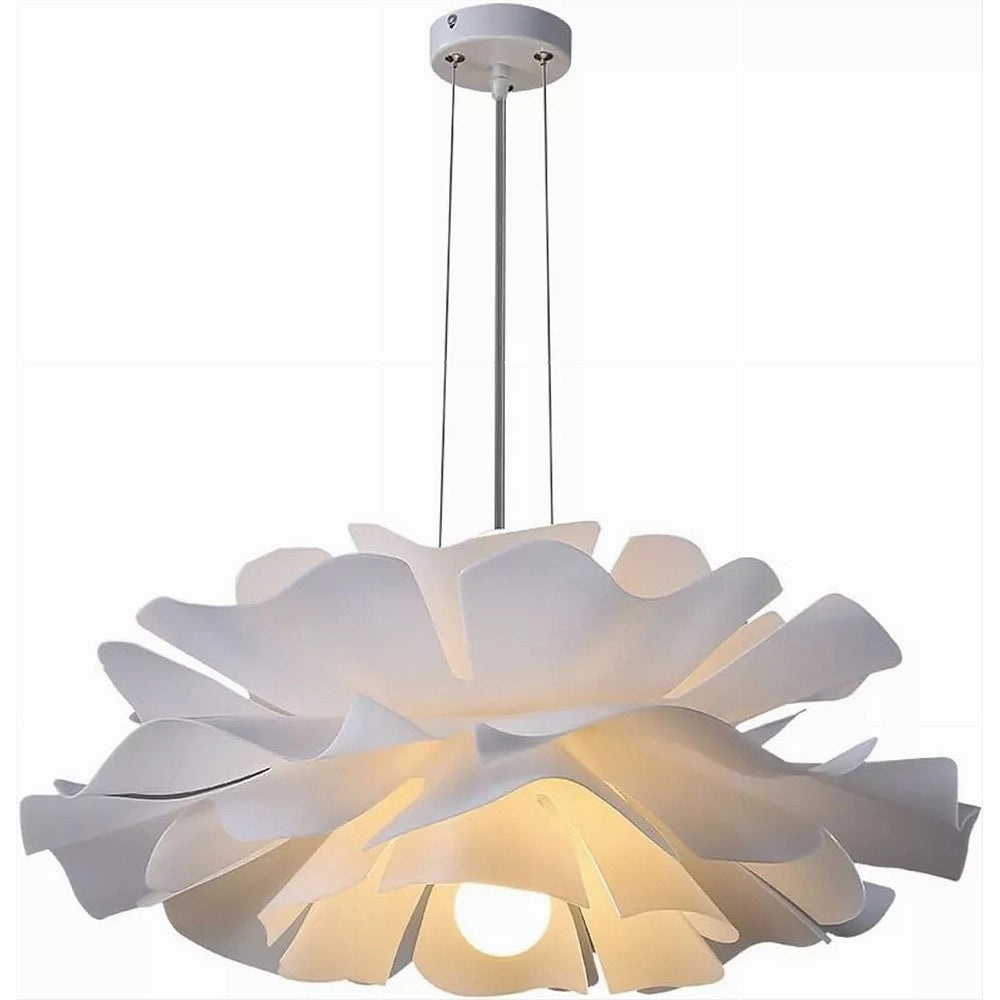 Trade Shop - Lampadario A Sospensione A Forma Di Fiore Petali Bianco Luce Attacco E27 Ip20 71607 -