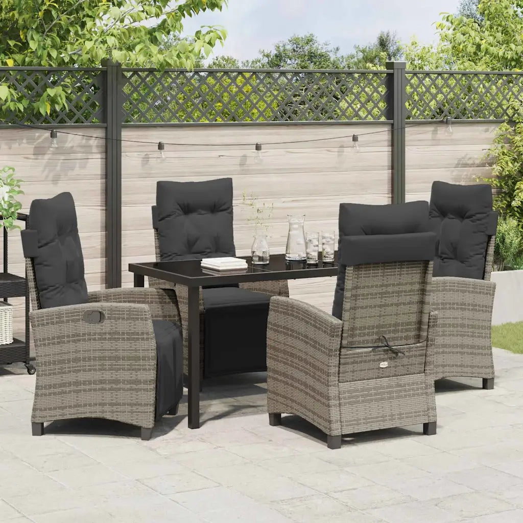 Set da Pranzo per Giardino con cuscino 5 pcs Grigio polyrattan 3380437